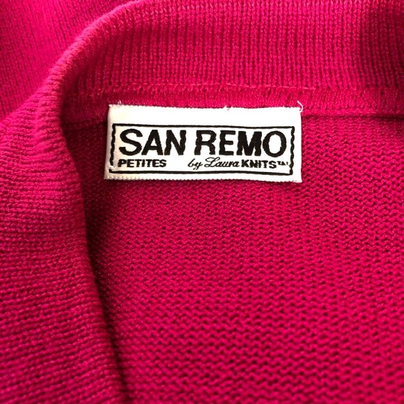 Petite San Remo 80's Magenta Sweater Cardigan Brass Buttons Shoulder Tab… - Picture 7 of 7